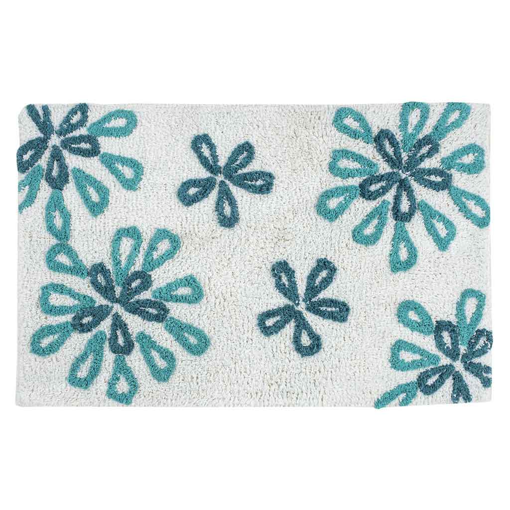 Alfombra de baño con estampado florido verde