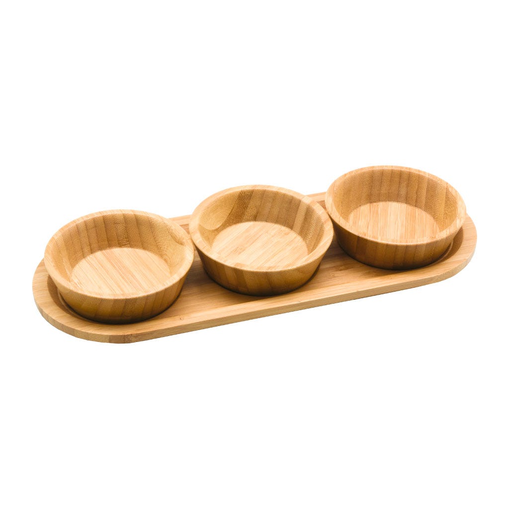 Juego de 3 platos para servir de bambú