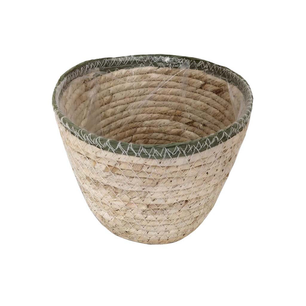 Cesta Para Plantas Crema Y Verde 17X14Cm