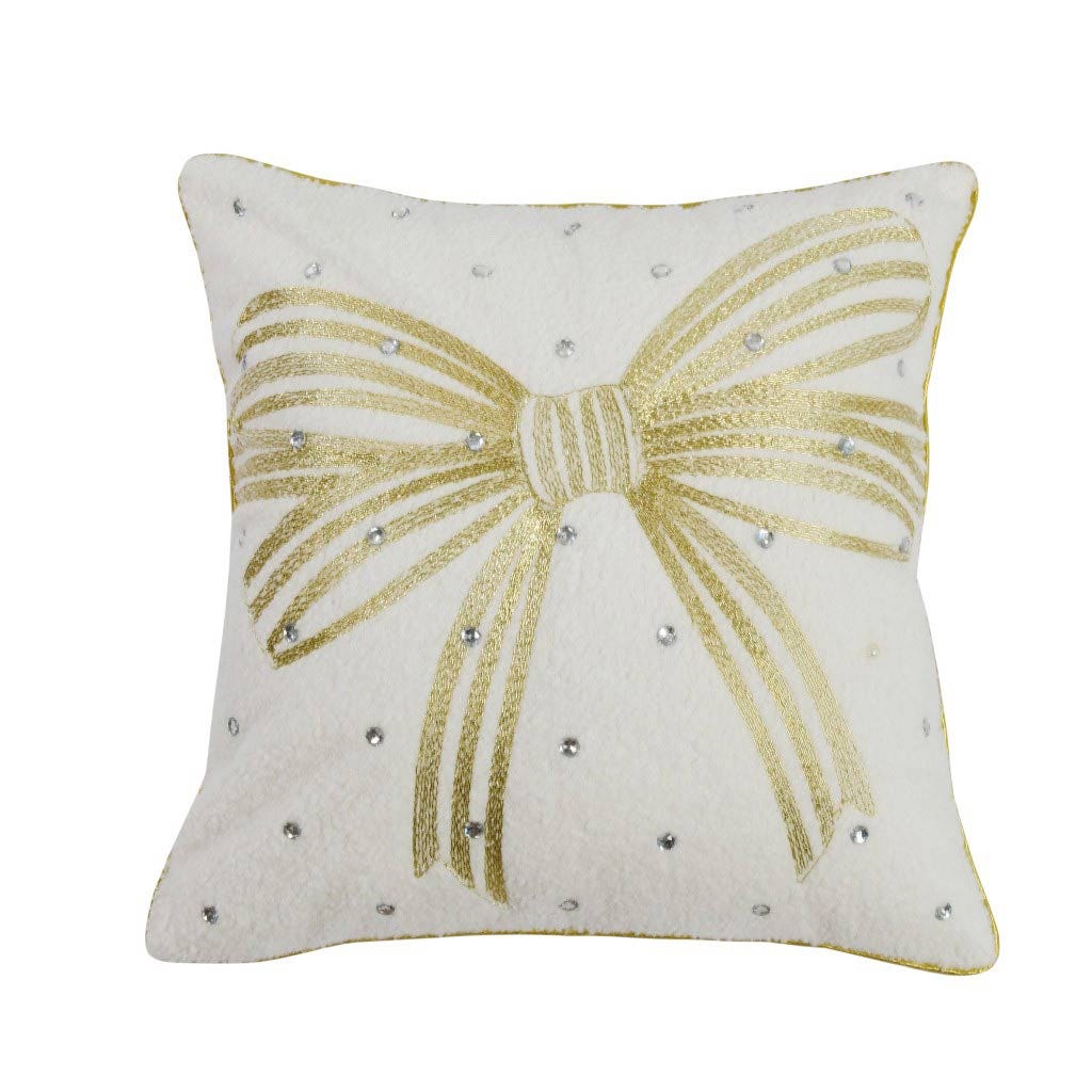 Cojín Blanco Estampado Lazo Dorado 45X45Cm