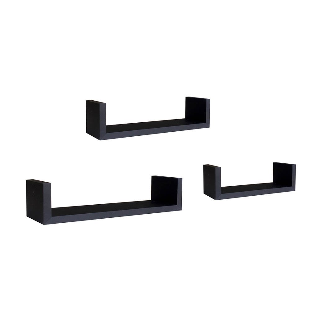 Estantes de pared negro en forma de U- 3 piezas