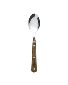 Cuchara individual plateada con mango de madera