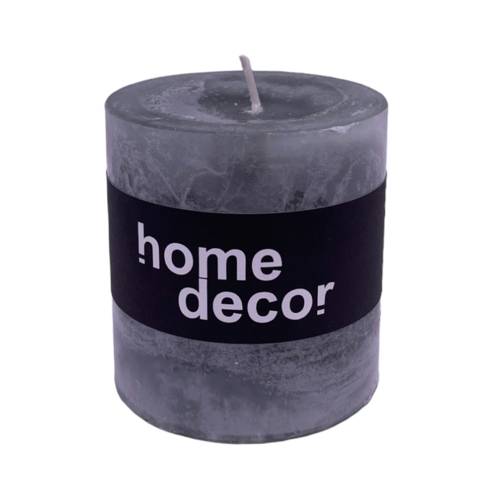 Vela Decorativa Gris 7X7.5Cm