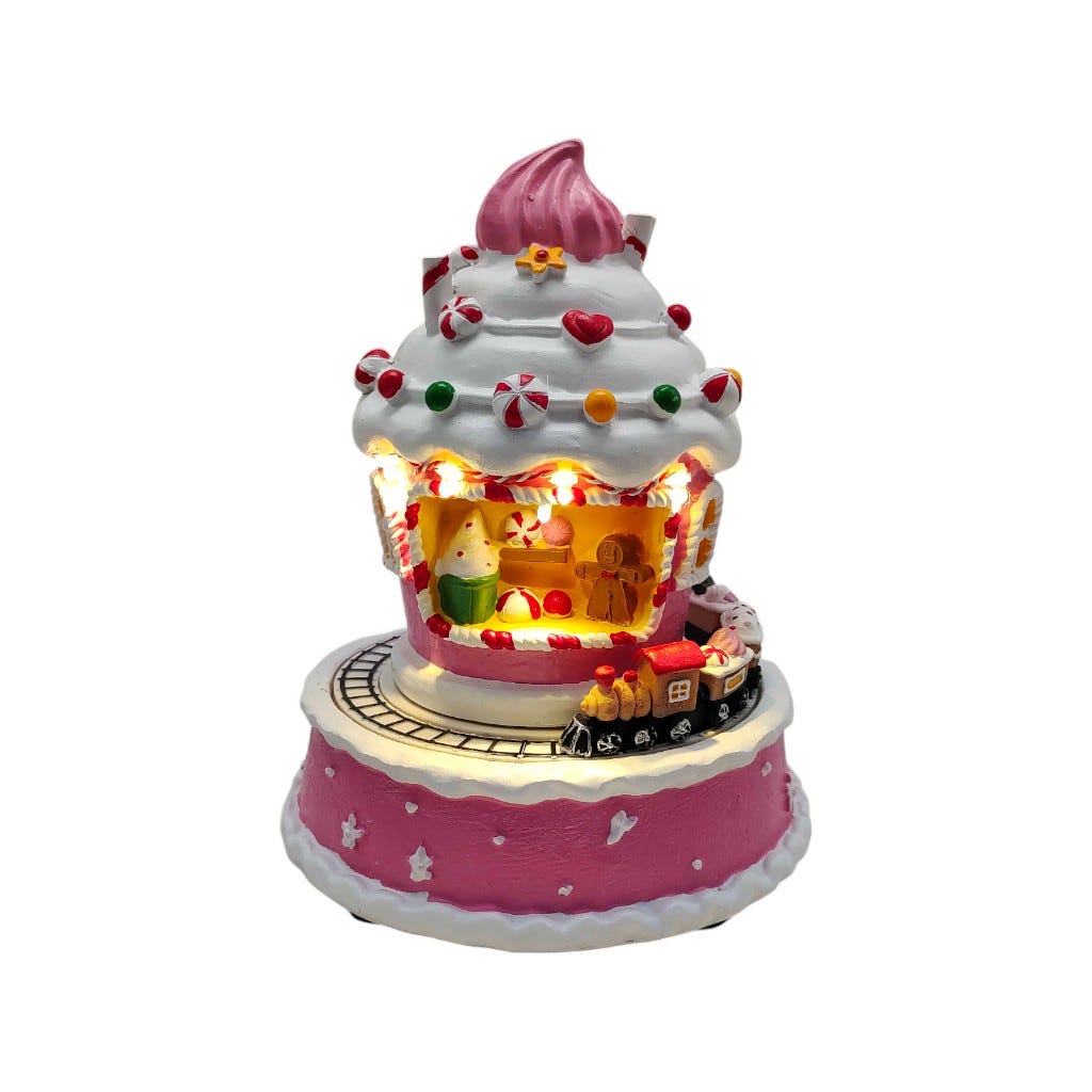 Casa De Dulce Con Luces Led Y Música 15X19Cm