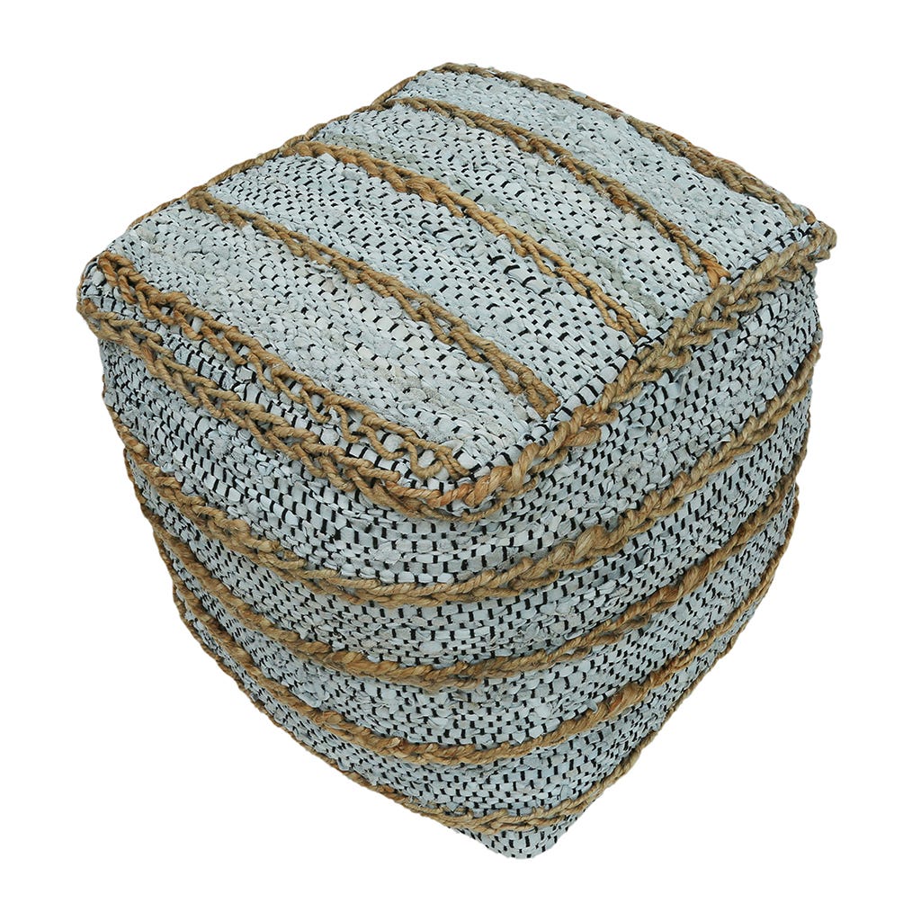 Puf de jute piel tejido a mano 45X45X45CM