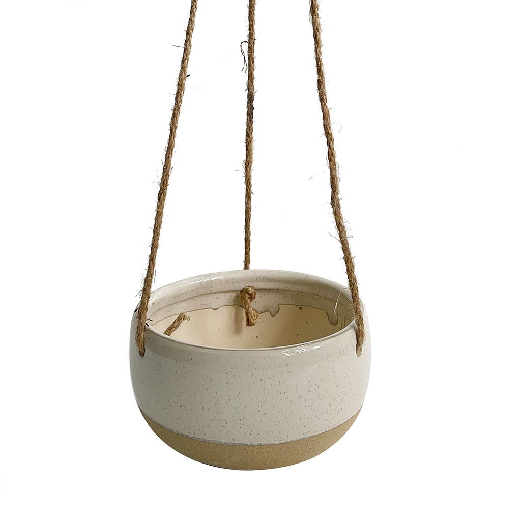 MACETERO PARA PLANTAS BICOLOR CON CUERDA COLGANTE 16.5X10.5CM