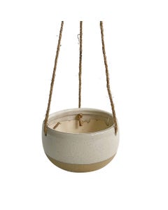 MACETERO PARA PLANTAS BICOLOR CON CUERDA COLGANTE 16.5X10.5CM