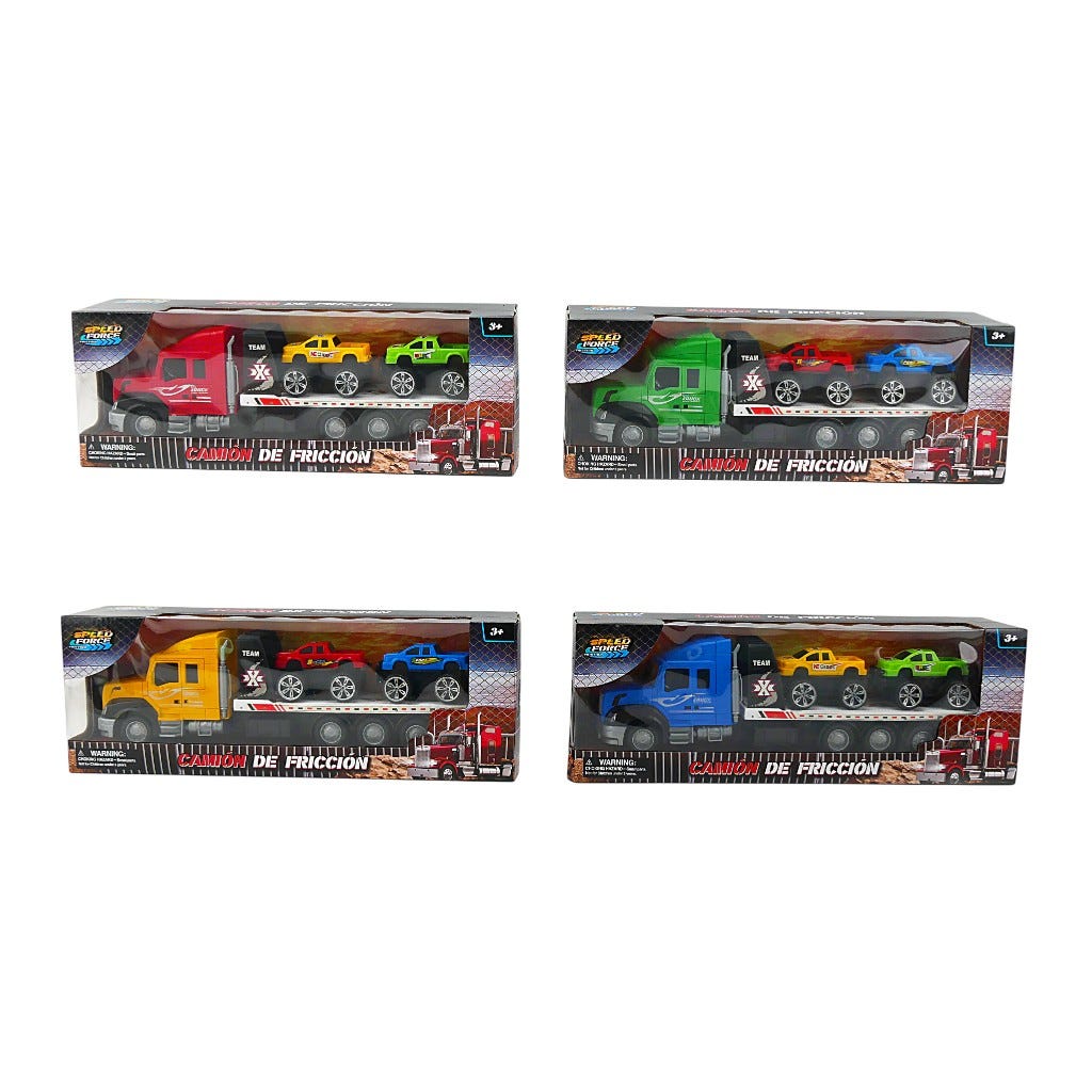 Camión De Fricción Con 2 Carros