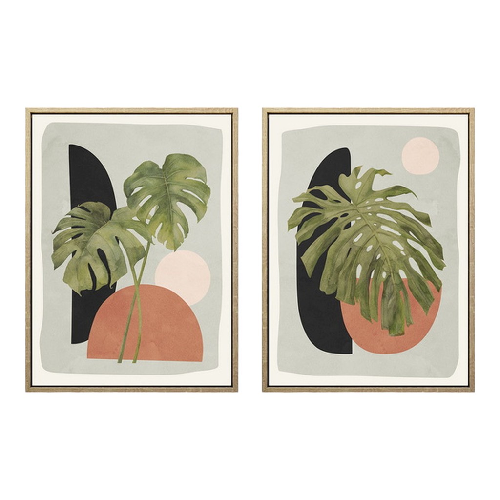 Cuadro De Lienzo Con Diseño Estampados De Hojas Surtidos 30X40X2.5Cm