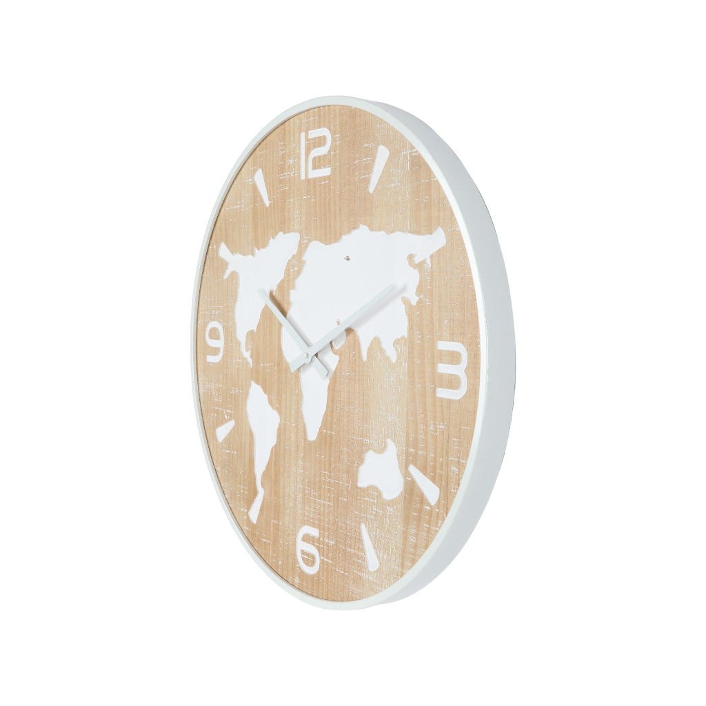 Reloj De Pared Con Fondo De Mapamundi 60X4.5Cm