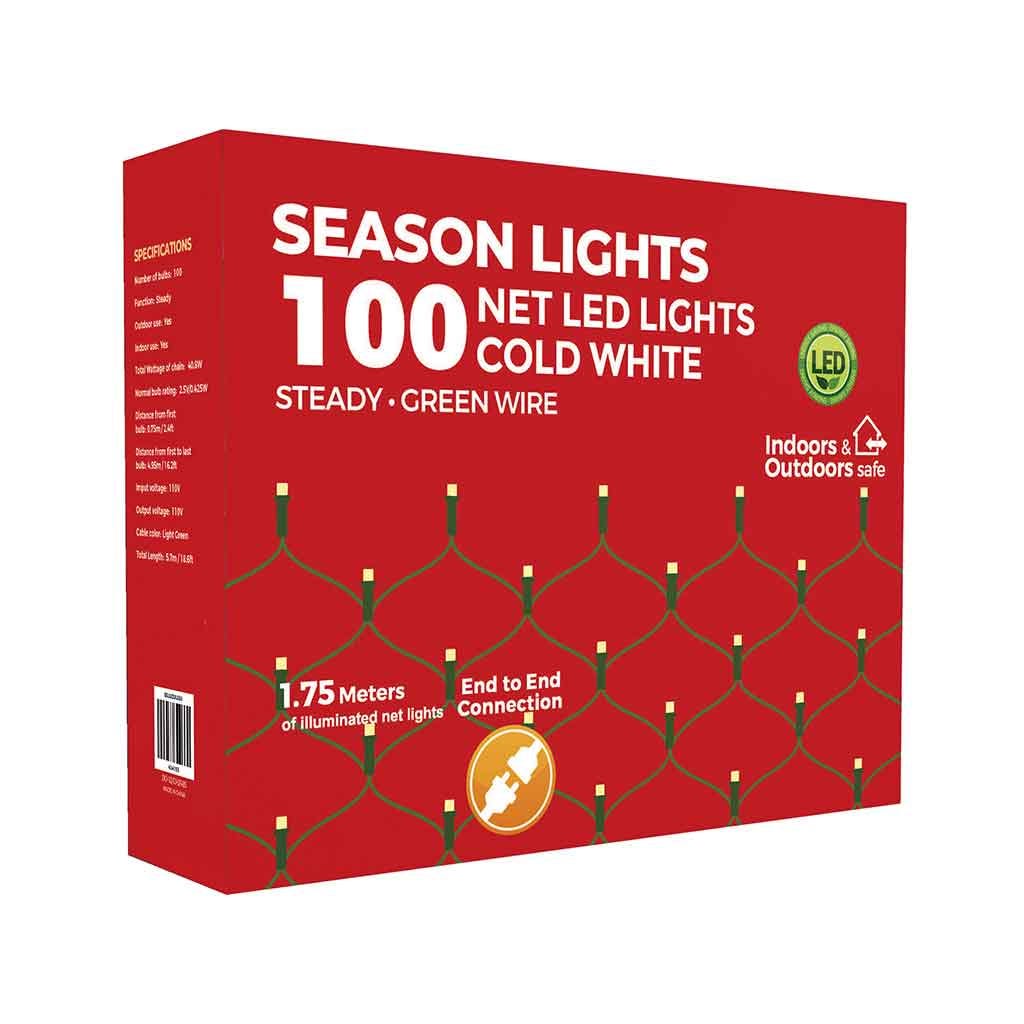 Caja De 100 Luces Navideñas De Plástico Blanco