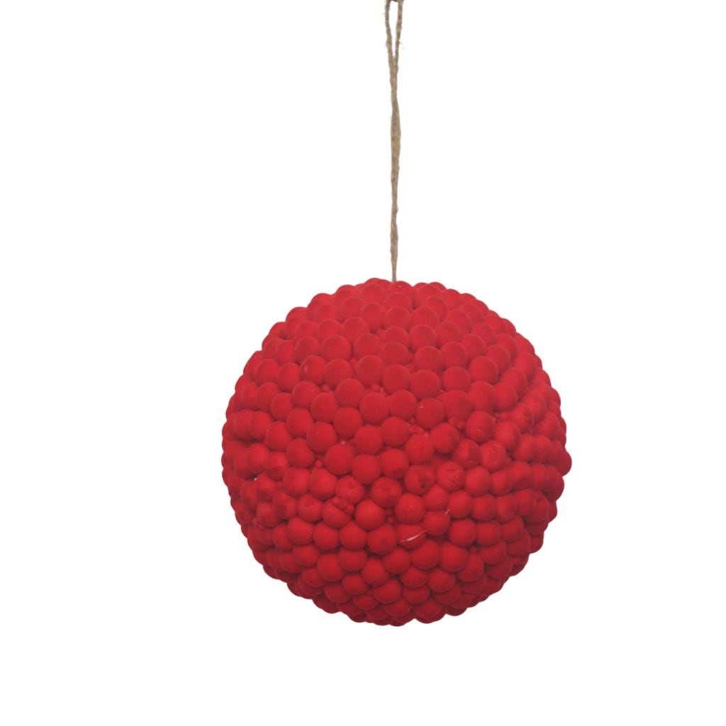 Bambalina De Bayas Terciopelo Rojo 15 Cm