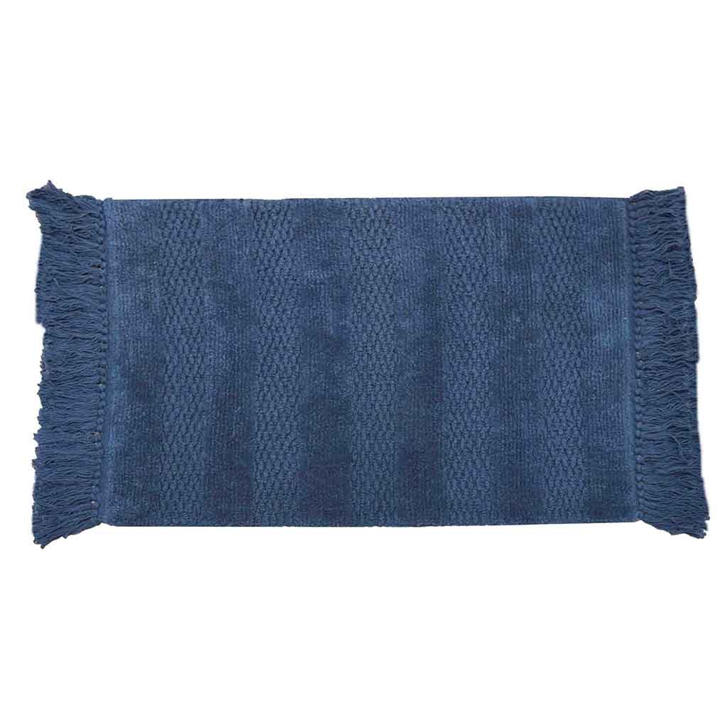 Alfombra de baño azul con flecos 50X80CM