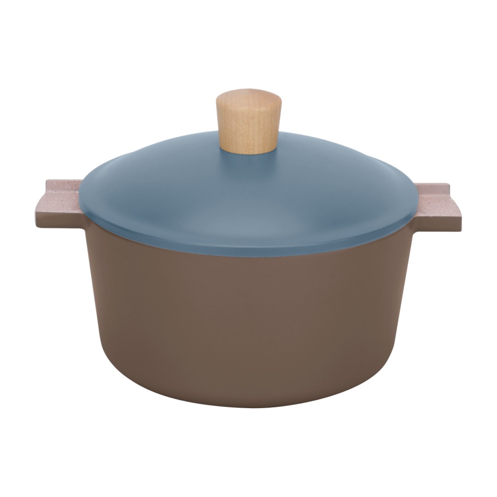 Cacerola Con Tapa Celeste Y Marrón 20Cm