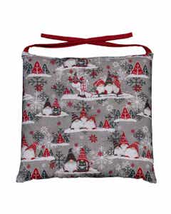 Cojín con amarre con estampado de gnomos navideños 40x40x4cm