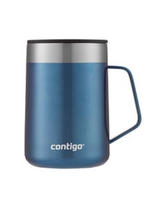 Taza De Acero Inoxidable De 14oz Con Asa, Color Maíz Azul.