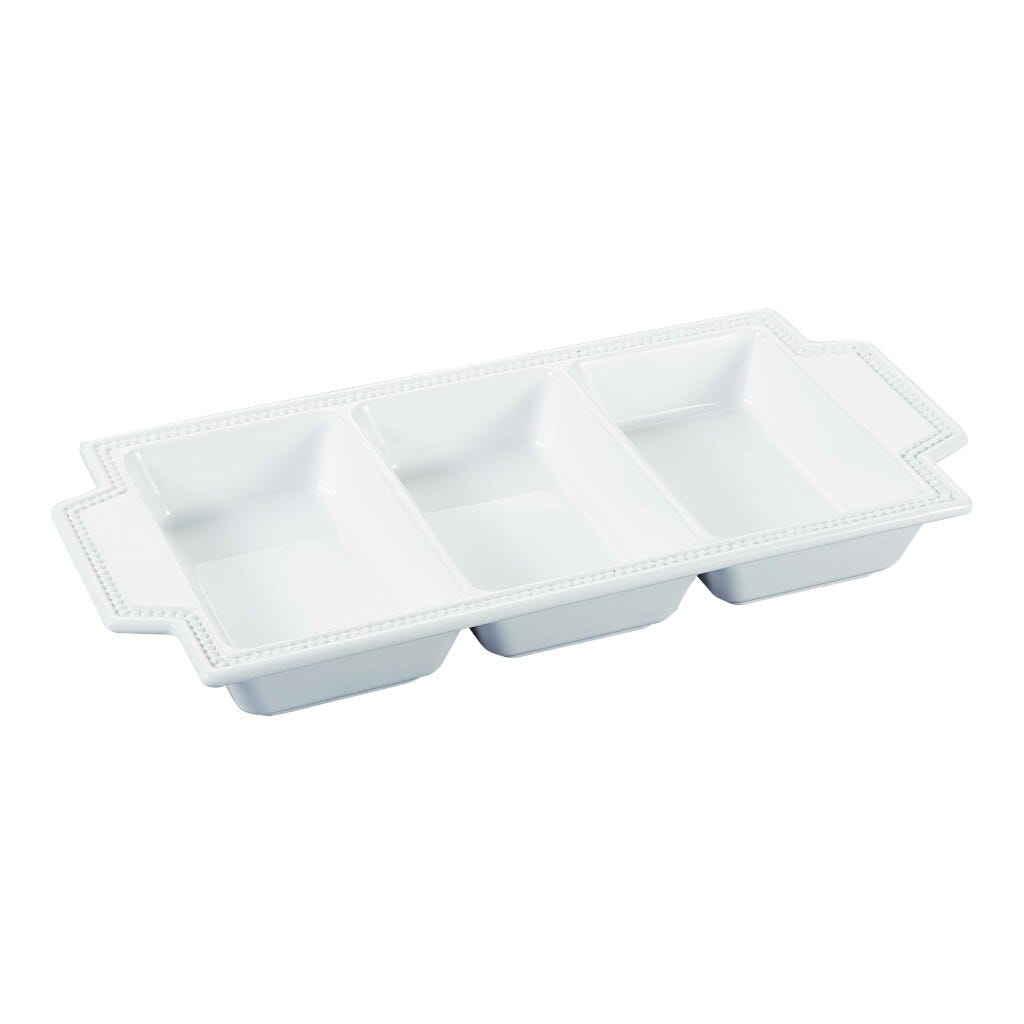 Bandeja Con 3 Divisiones Blanco 41X21Cm