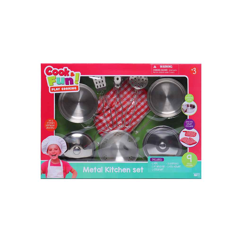 Set juego de cocina de metal con 9 piezas