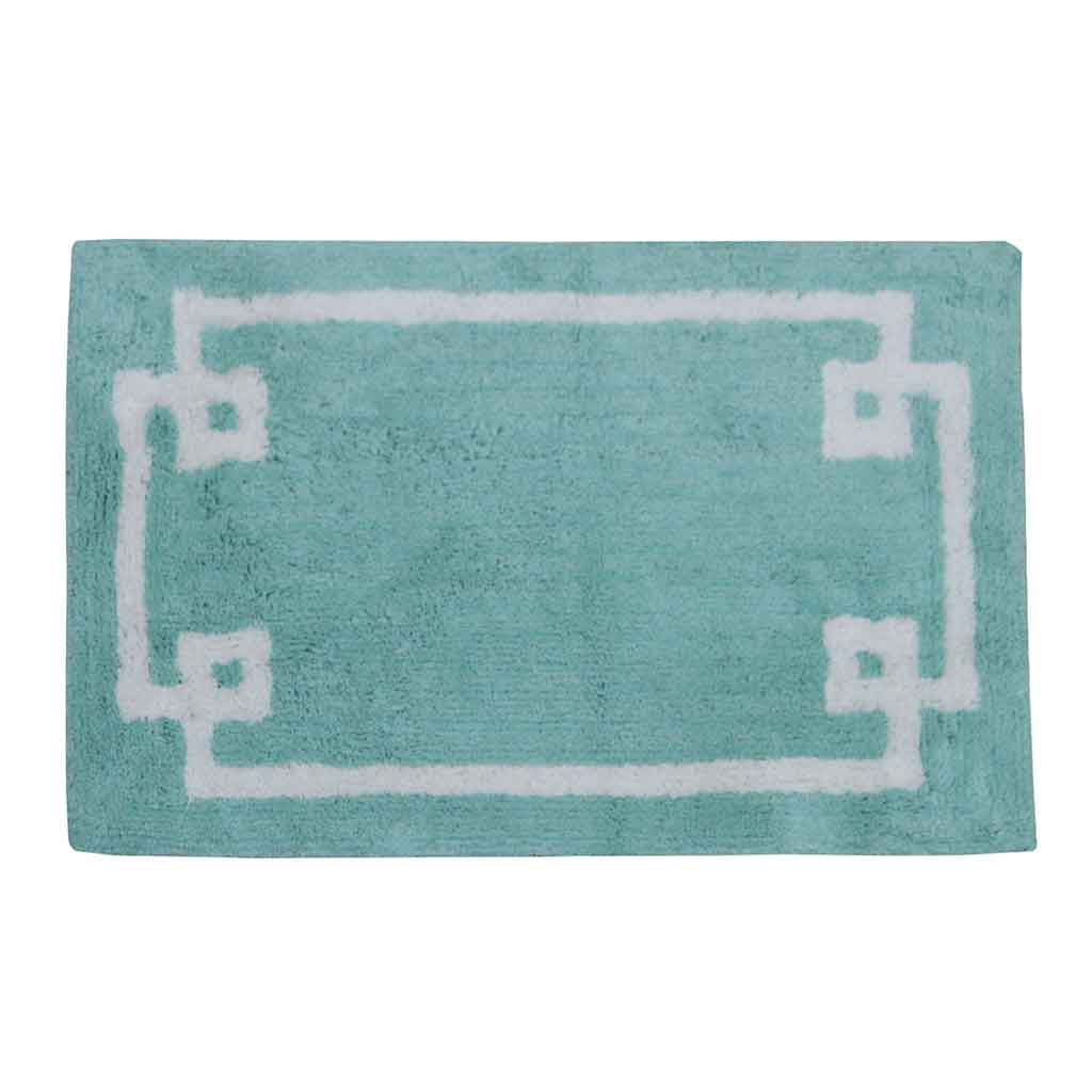 Alfombra de baño verde aqua con detalle blanco 50X80CM