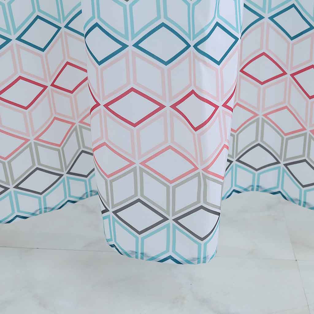 Cortina De Baño Estampado Geométrico Con Ganchos 180x180cm