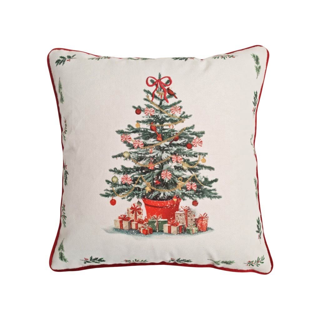 Cojín Blanco Estampado De Árbol 50X50Cm