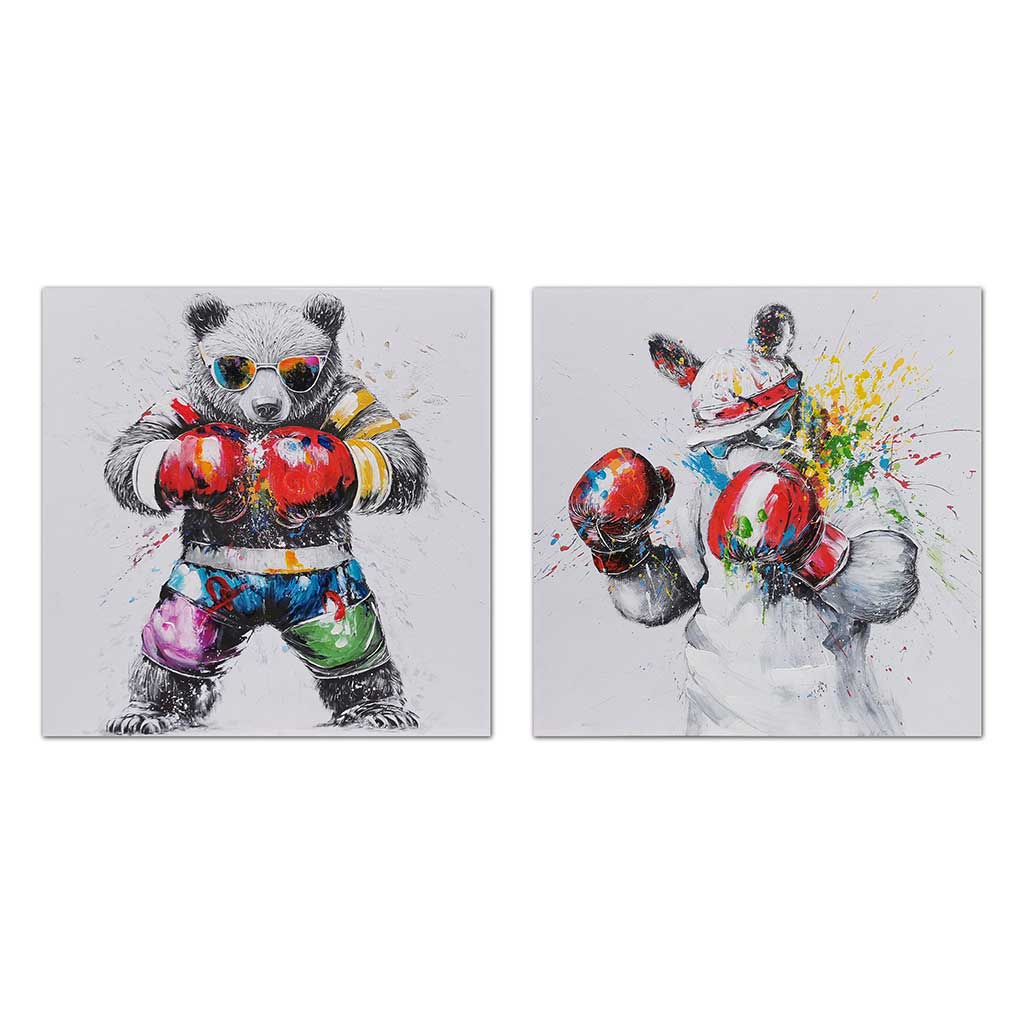 Cuadro Animales Boxeadores Colorido Surtido 100x4x100cm