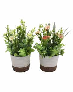 Flores artificiales en maceta bicolor 26CM surtidas