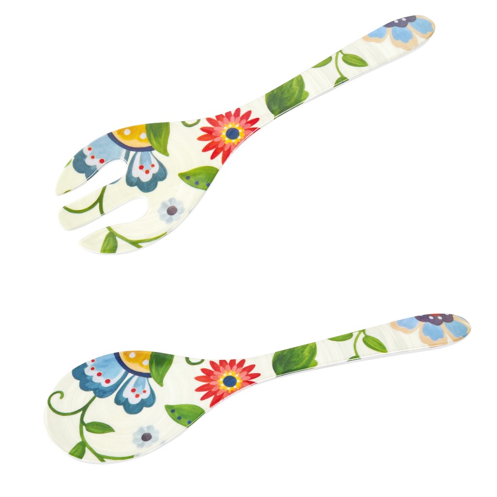 Utensilios Para Ensalada Estampado Floral 2Pzs
