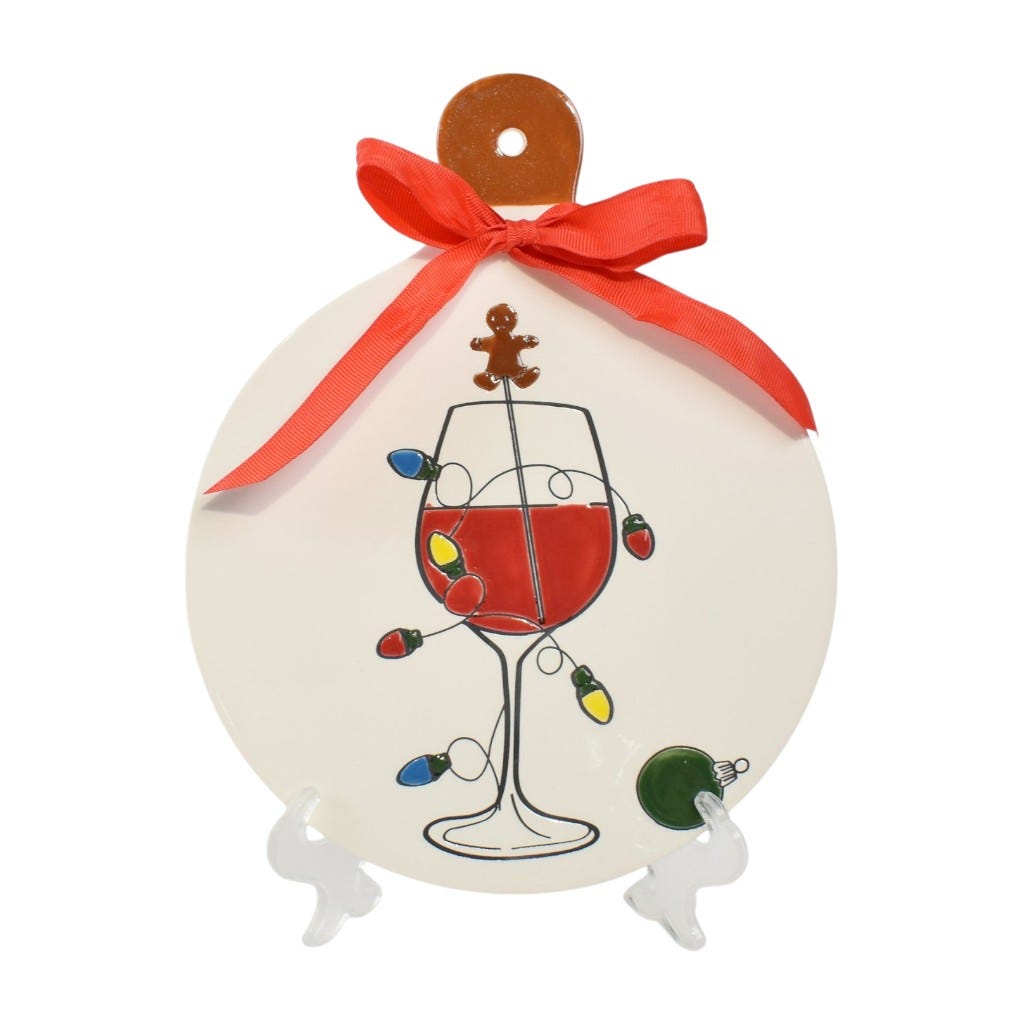 Bandeja De Servir Diseño Copa Y Luces Navideñas 25X20X1Cm