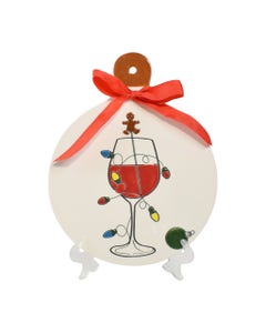Bandeja De Servir Diseño Copa Y Luces Navideñas 25X20X1Cm