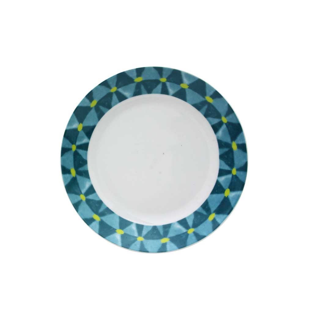 Plaro de ensalada con estampado de bordes azul