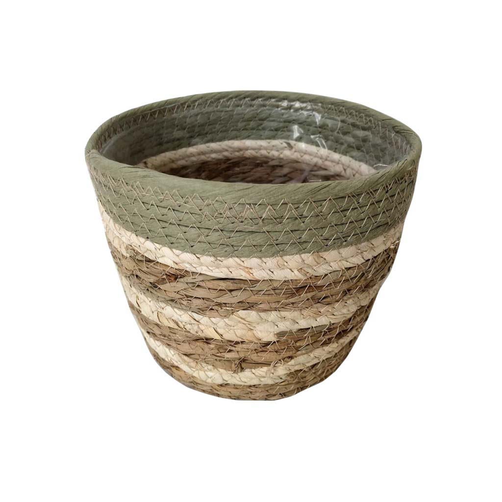 Cesta Para Plantas Marrón-Beige Y Verde 20X16Cm