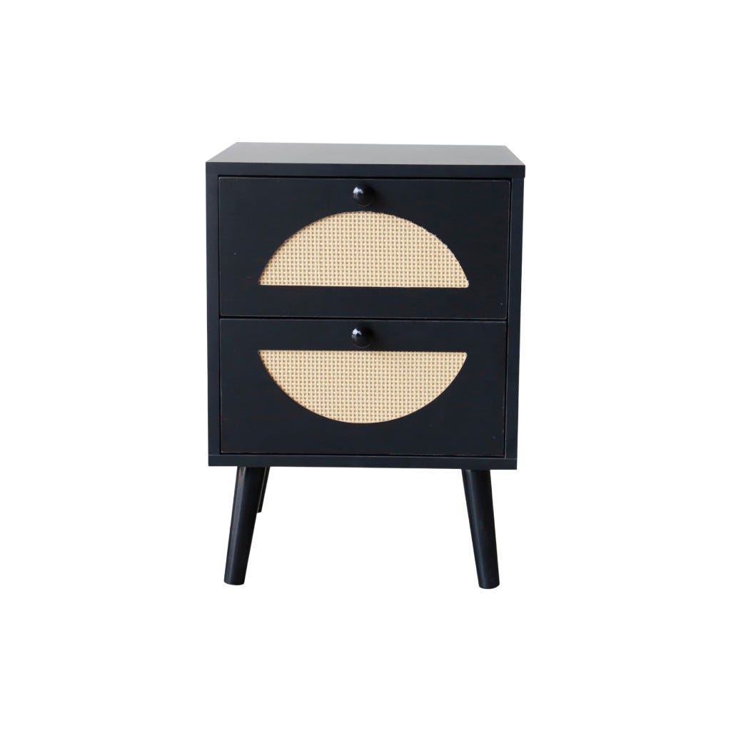 Mesa Auxiliar 2 Gavetas Negra 40X40X55Cm