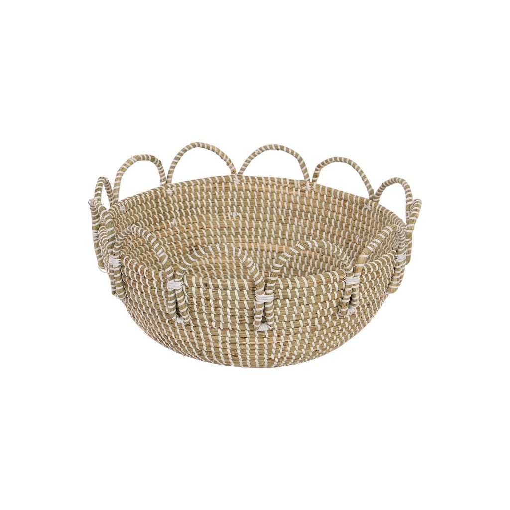 Cesta De Almacenamiento Con Con Asas Y Bordes Blancos 46X21Cm