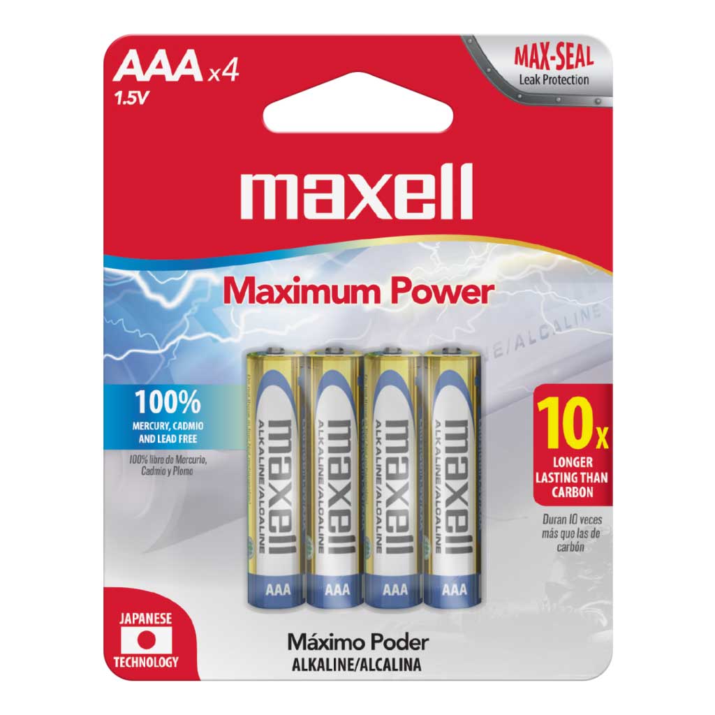 Batería Alkalina AAA 1.5 V x 4 Maxell