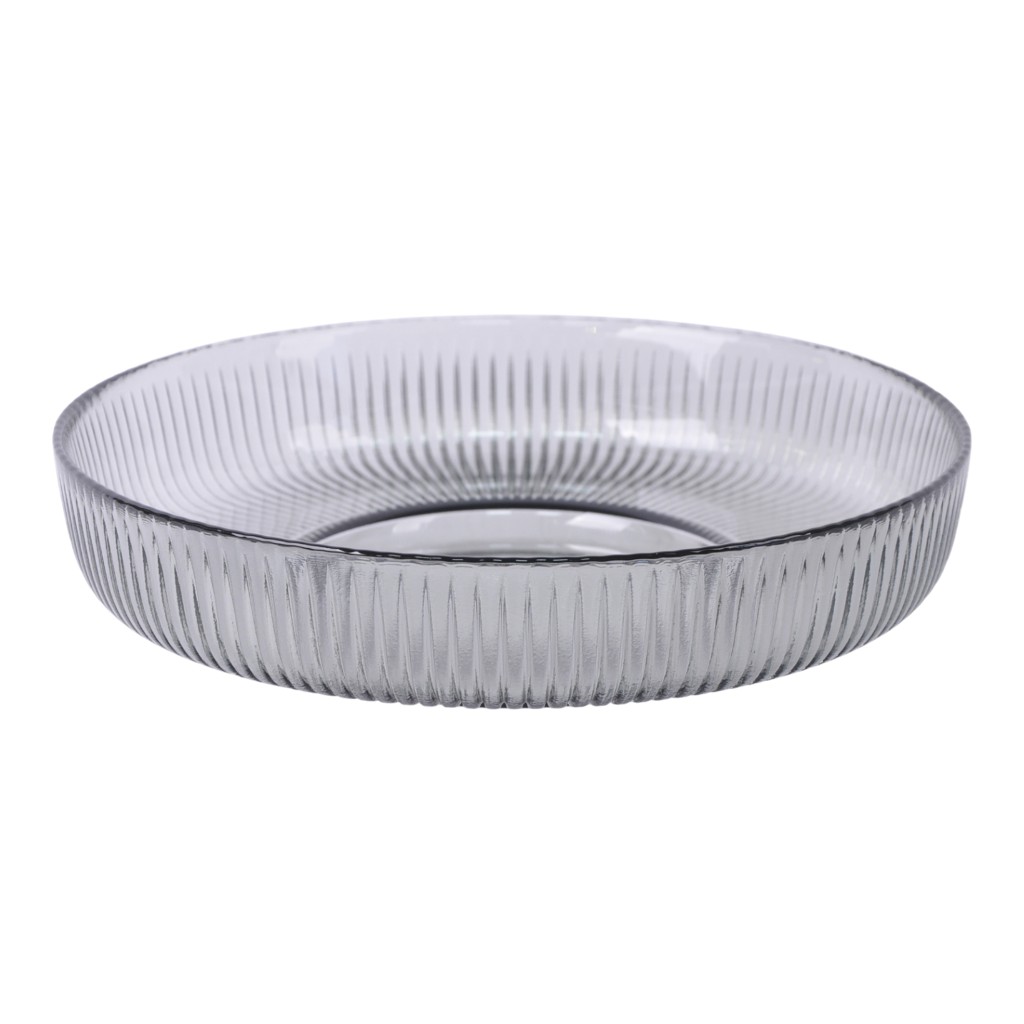 Bowl Gris De Vidrio Estriado 25x7cm