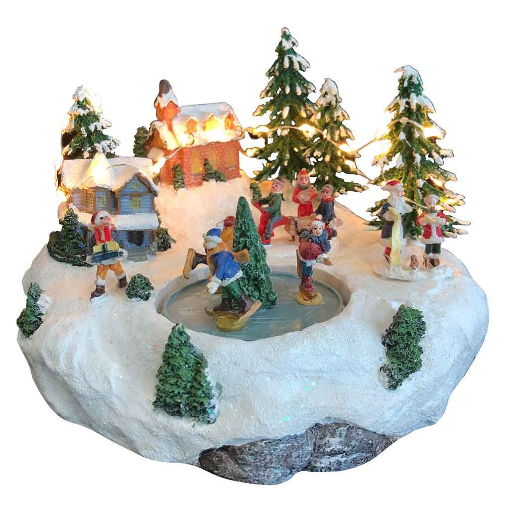 Pueblo Navideño con Luces y Movimiento 14CM
