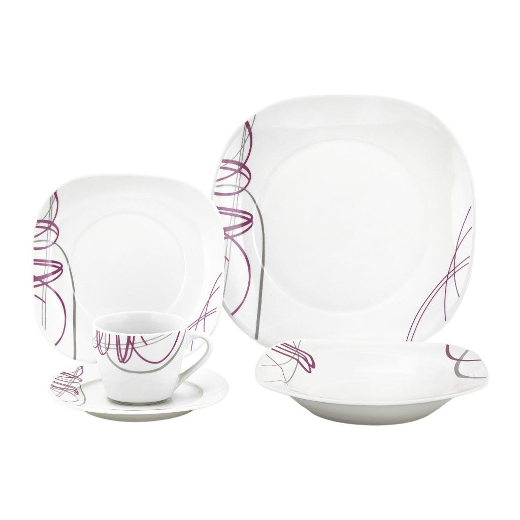 Set De Vajilla Blanco Con Diseño 20Pzs