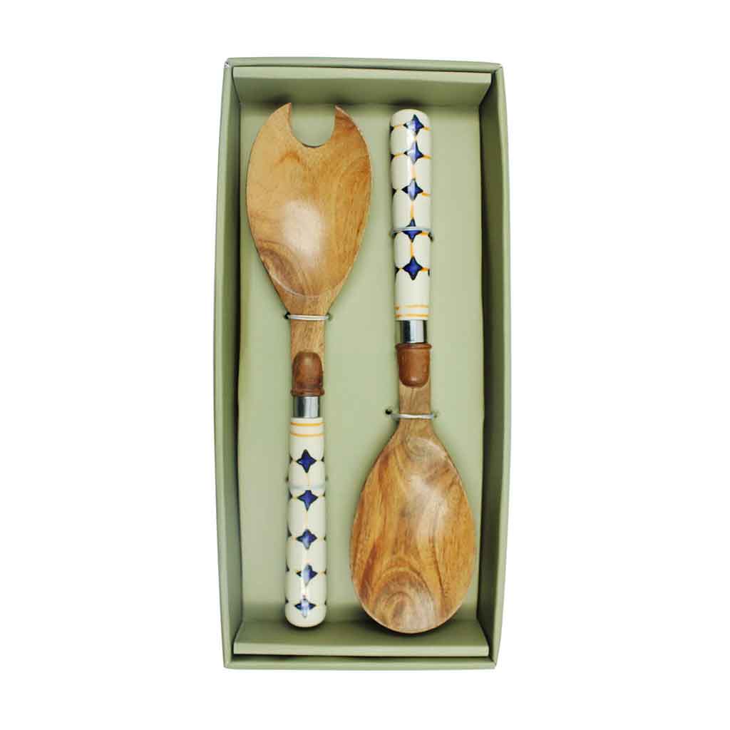 Set 2 Pcs De Cubiertos Para Ensalada Con Asas Estampada