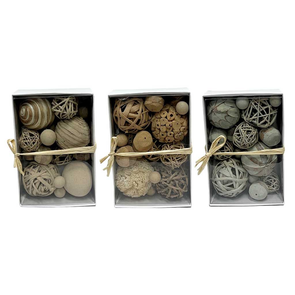Caja De Bolas Naturales Decorativas 3 Estilos - Surtidos