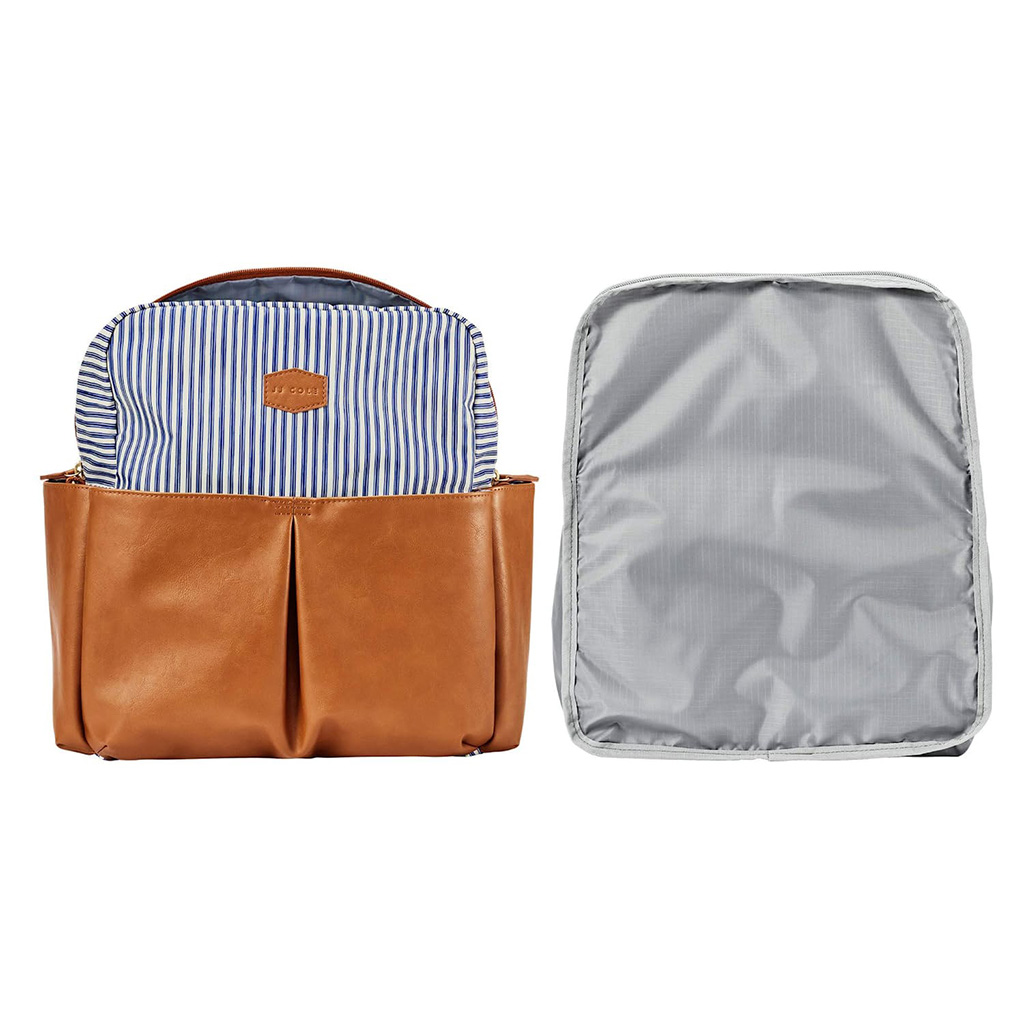 Bolso pañalera para bebé con diseño de rayas