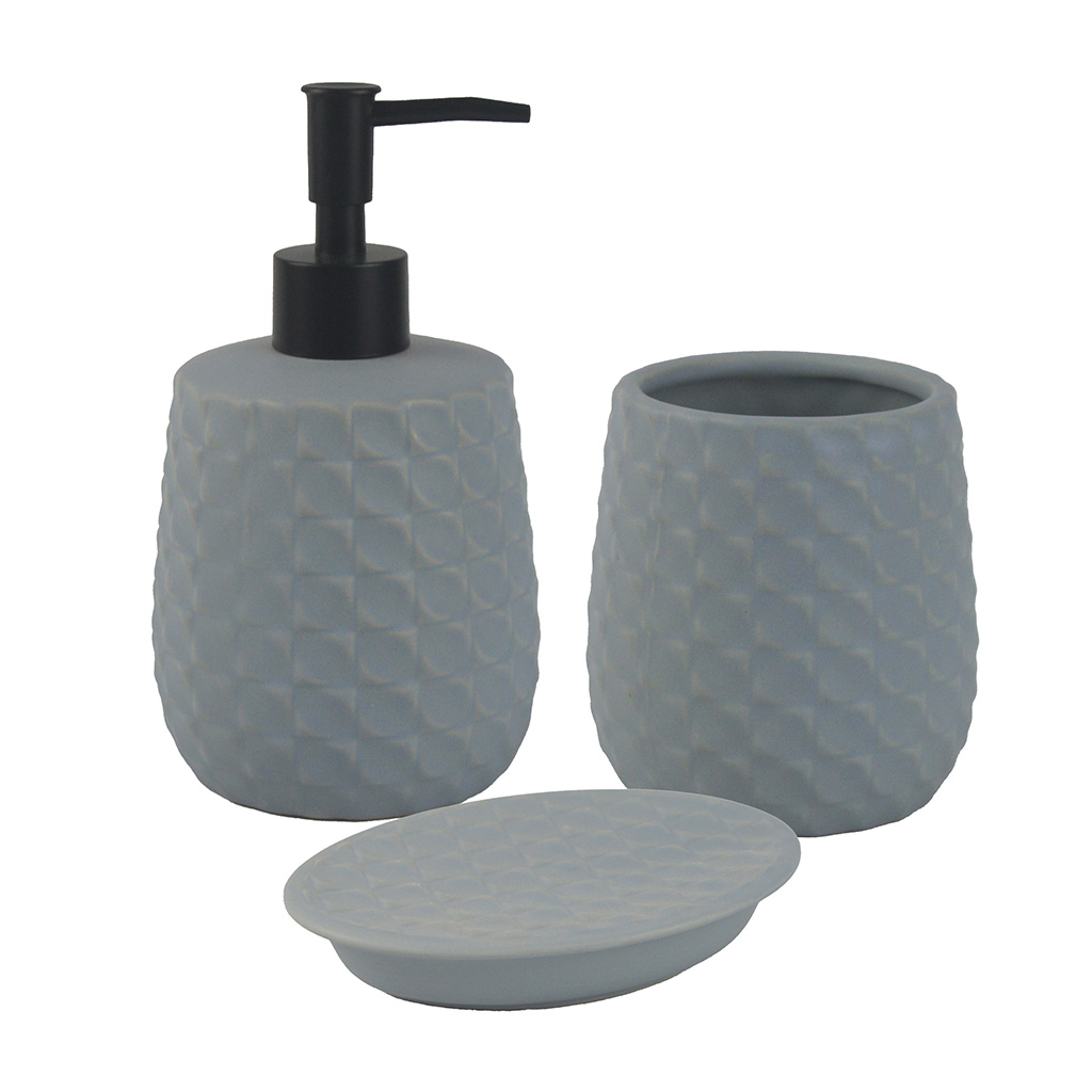 Set 3 Pcs De Accesorios Para Baño Azul