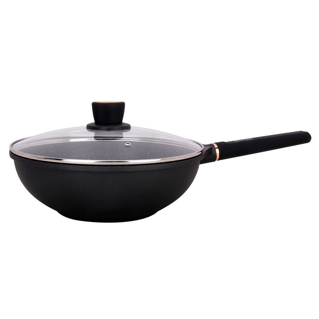 Wok Con Tapa De Vidrio 28X9.5Cm