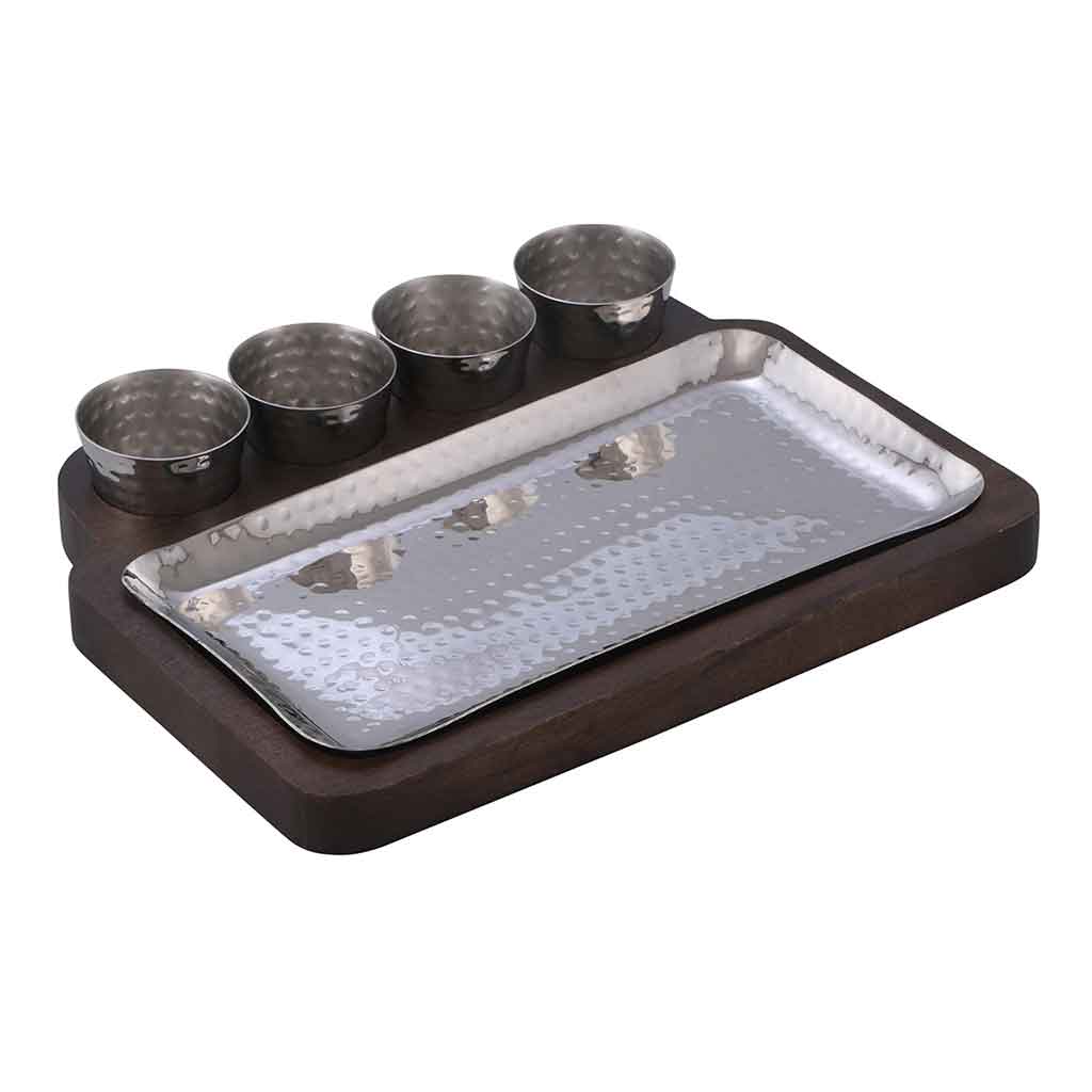 Set Para Servir Con Base De Madera 33X26Cm