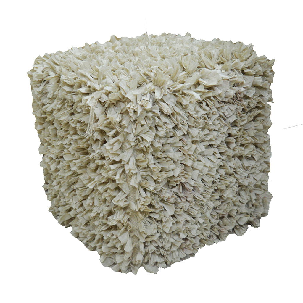 Puff cuadrado decorativo beige