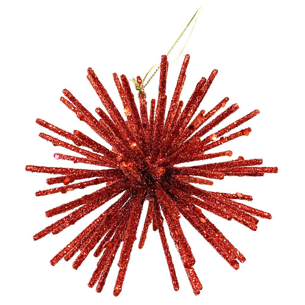 Adorno Colgante Con Purpurina Roja 11Cm