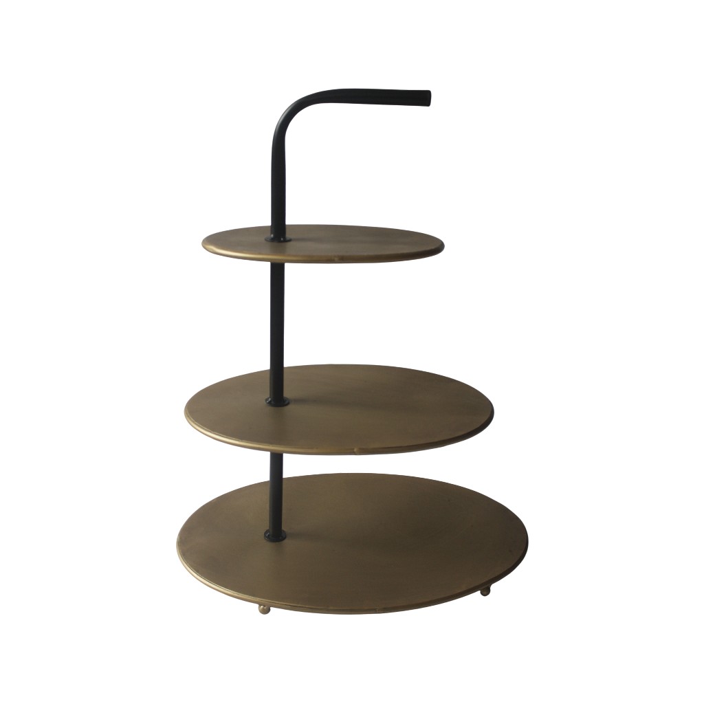 Bandeja decorativa de 3 niveles de circulos dorados