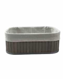 Cesta De Bambú Gris Con Cubierta De Tela 38X28X16Cm