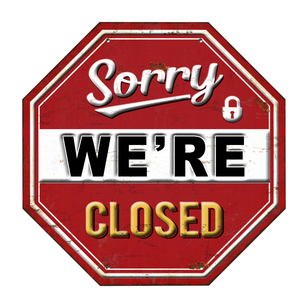 Cartel decorativo rojo de We're Closed