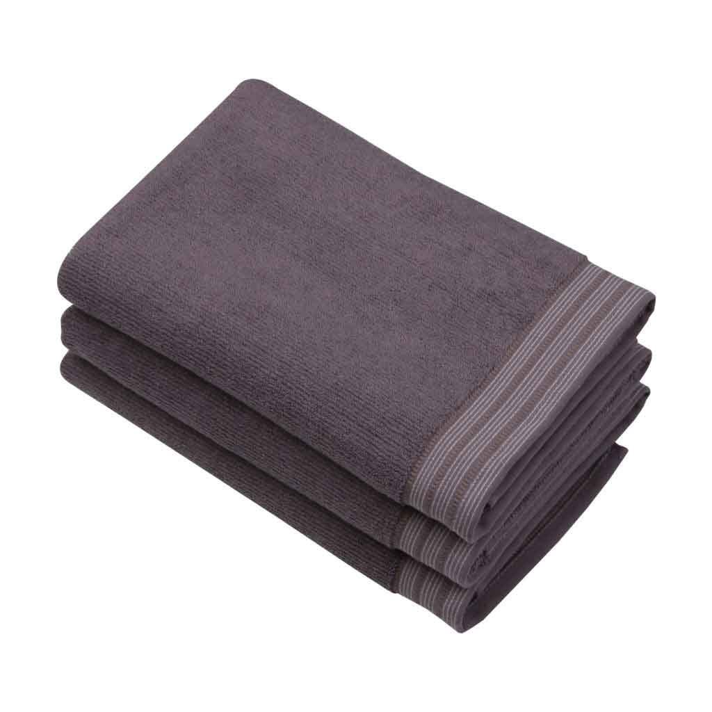 Toalla de baño gris oscuro con detalles